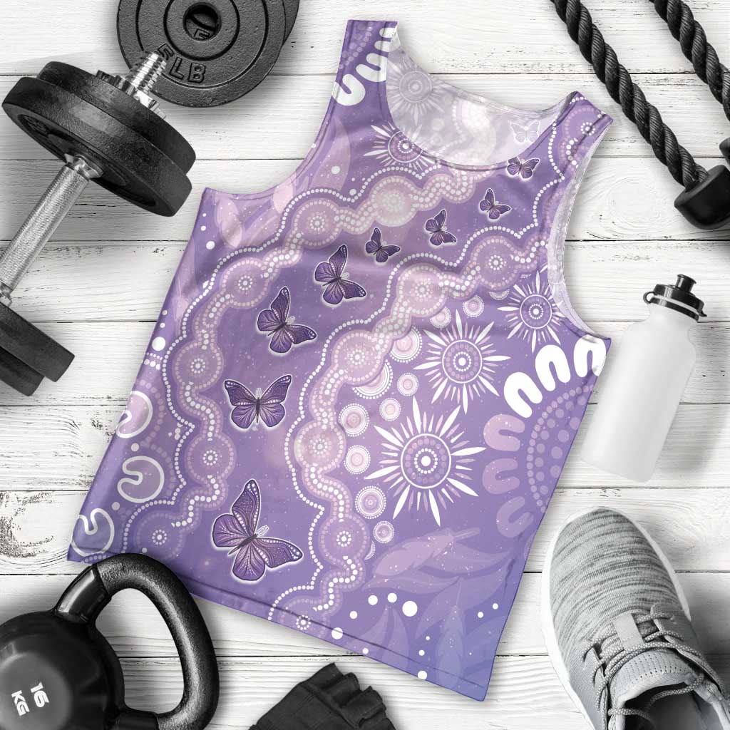 Australia Epilepsy Awareness Men Tank Top Purple Butterflies Aboriginal