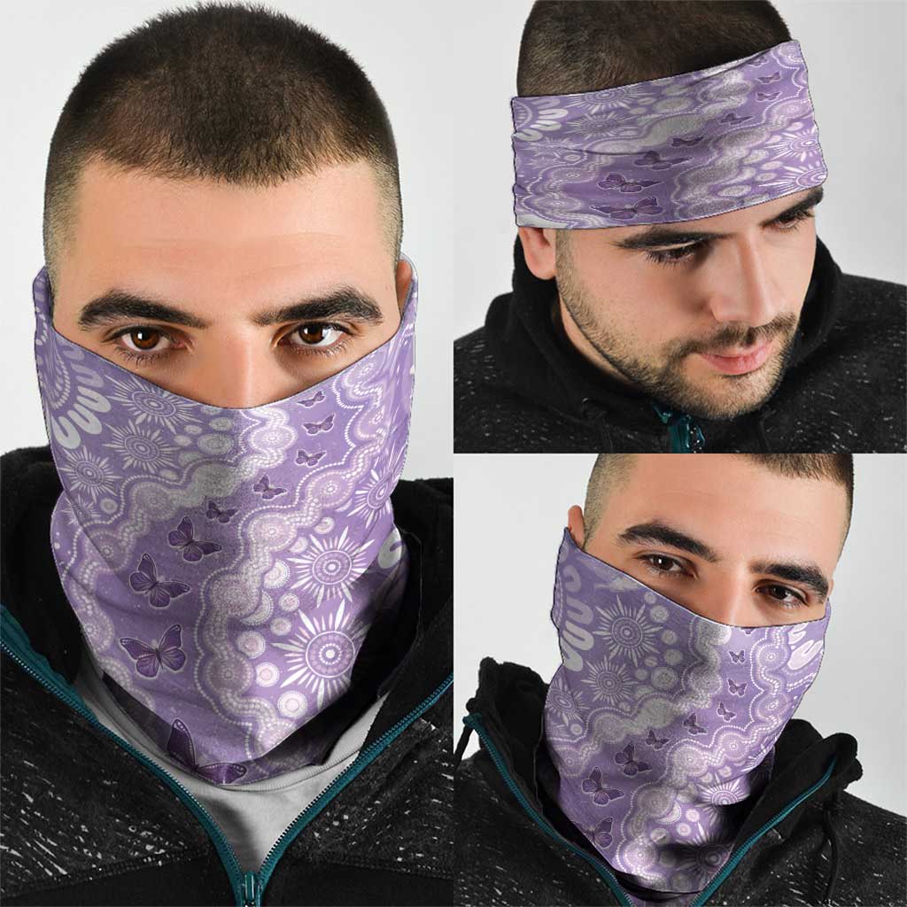 Australia Epilepsy Awareness Neck Gaiter Purple Butterflies Aboriginal