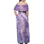 Australia Epilepsy Awareness Off Shoulder Maxi Dress Purple Butterflies Aboriginal