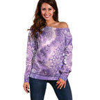 Australia Epilepsy Awareness Off Shoulder Sweater Purple Butterflies Aboriginal