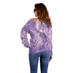 Australia Epilepsy Awareness Off Shoulder Sweater Purple Butterflies Aboriginal