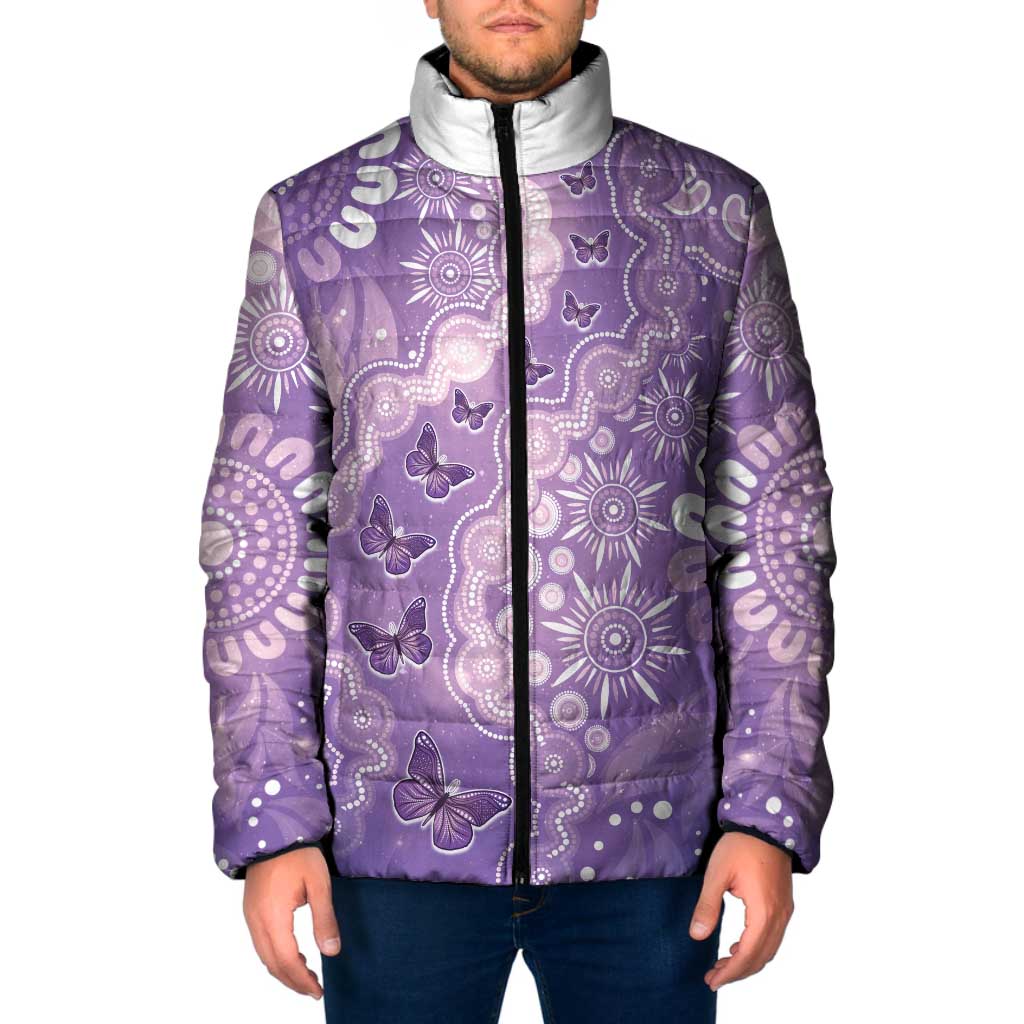 Australia Epilepsy Awareness Padded Jacket Purple Butterflies Aboriginal