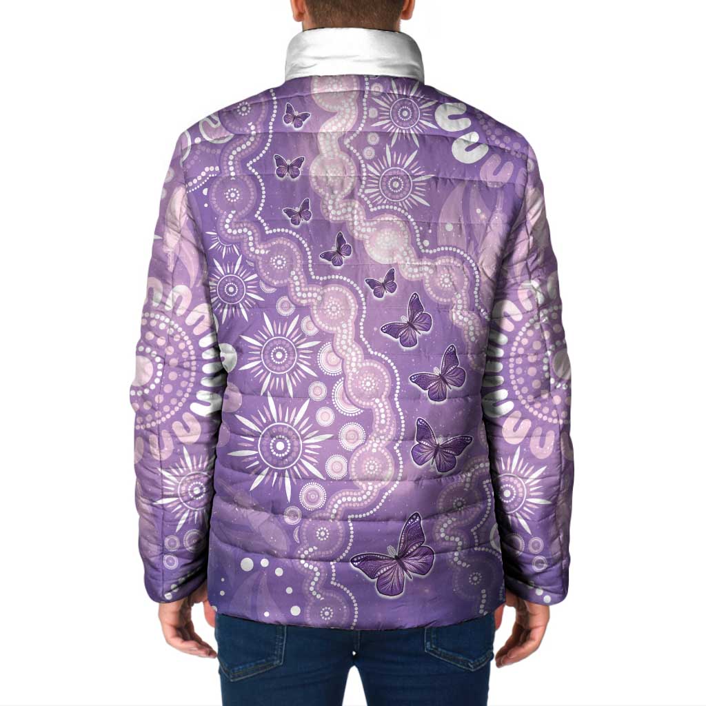 Australia Epilepsy Awareness Padded Jacket Purple Butterflies Aboriginal