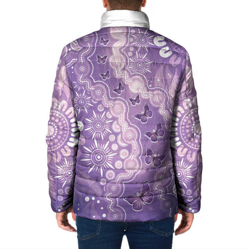 Australia Epilepsy Awareness Padded Jacket Purple Butterflies Aboriginal
