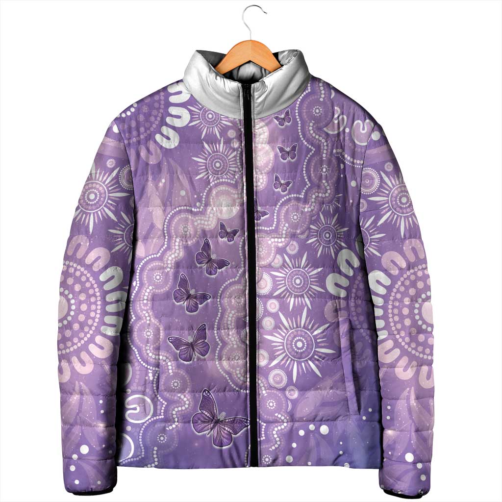 Australia Epilepsy Awareness Padded Jacket Purple Butterflies Aboriginal