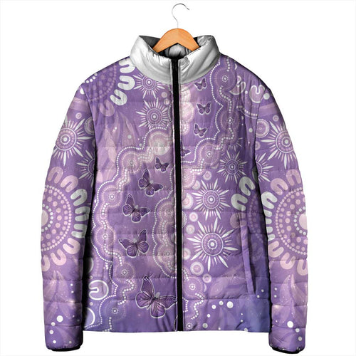Australia Epilepsy Awareness Padded Jacket Purple Butterflies Aboriginal