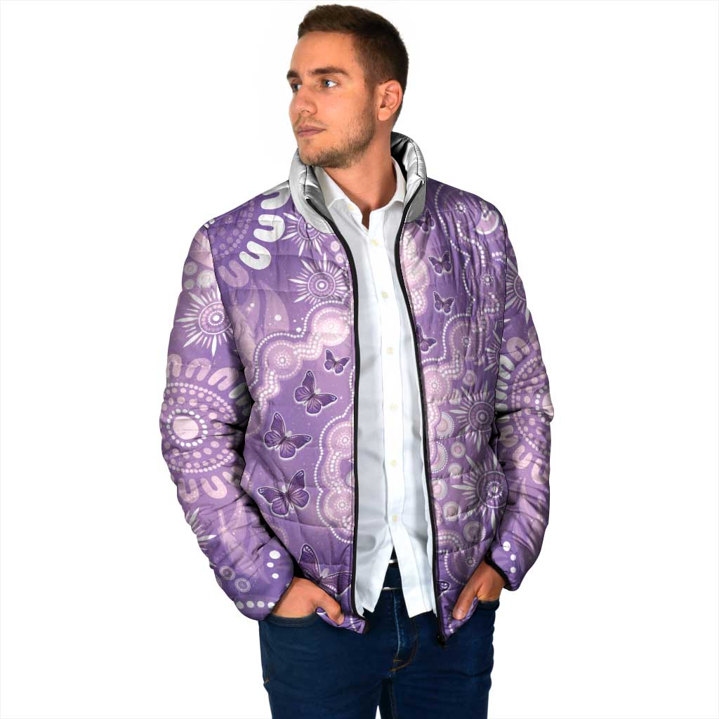 Australia Epilepsy Awareness Padded Jacket Purple Butterflies Aboriginal