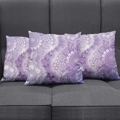 Australia Epilepsy Awareness Pillow Cover Purple Butterflies Aboriginal