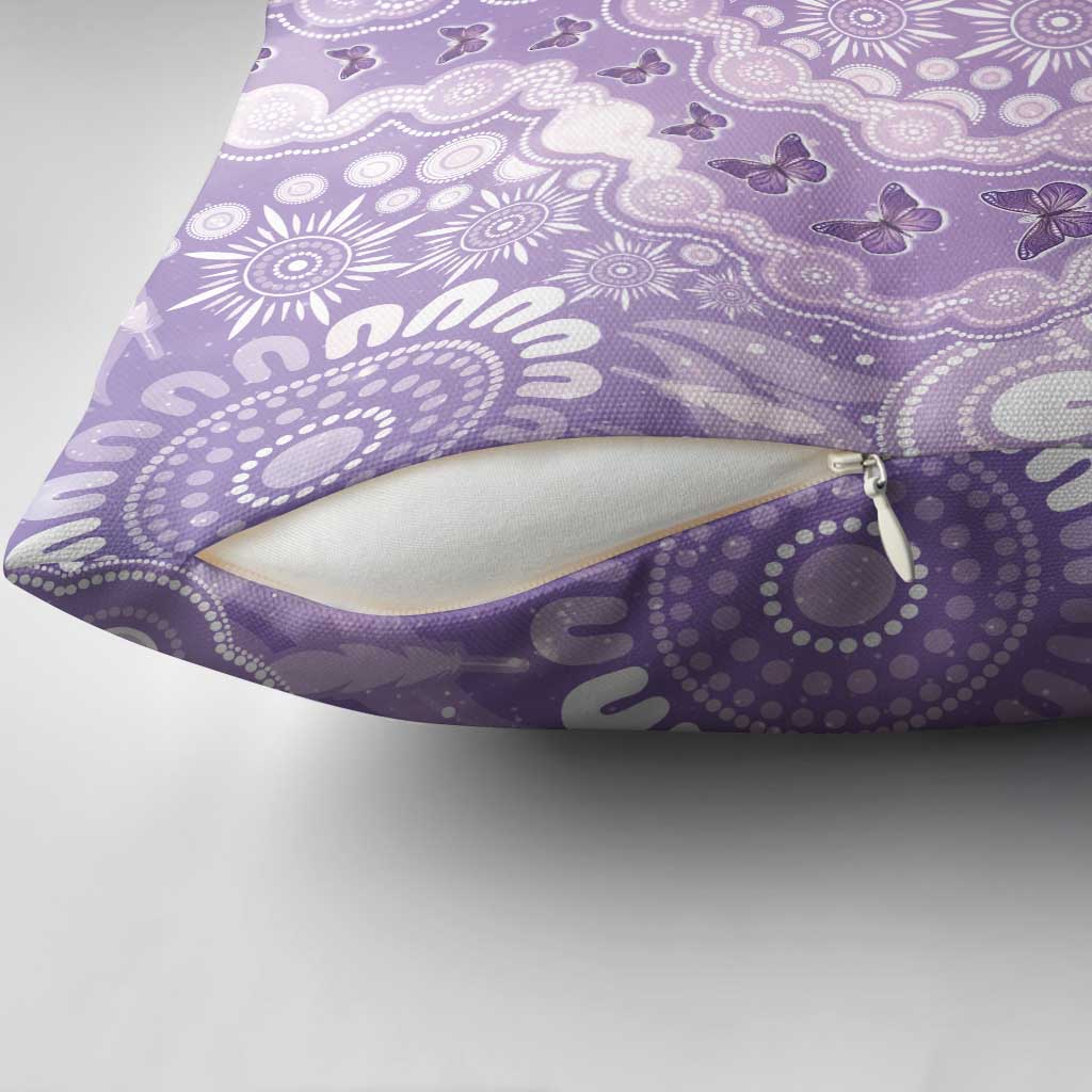 Australia Epilepsy Awareness Pillow Cover Purple Butterflies Aboriginal