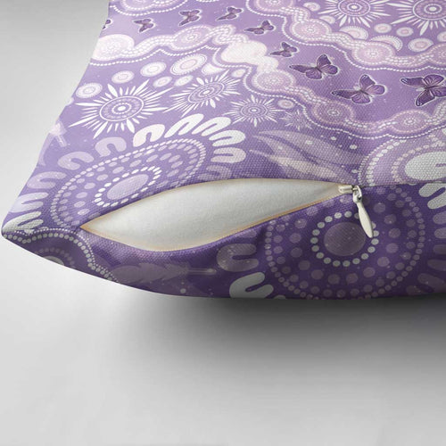 Australia Epilepsy Awareness Pillow Cover Purple Butterflies Aboriginal