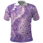Australia Epilepsy Awareness Polo Shirt Purple Butterflies Aboriginal
