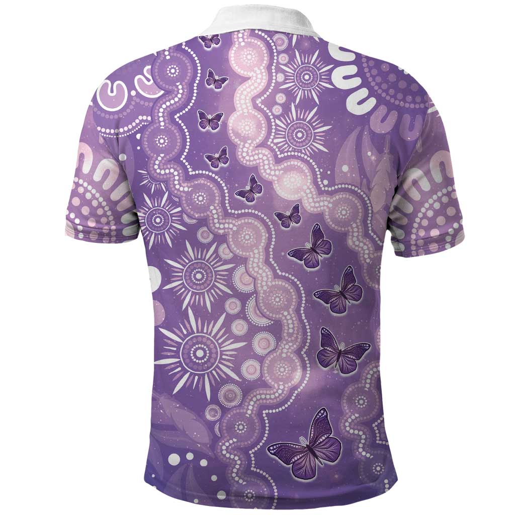 Australia Epilepsy Awareness Polo Shirt Purple Butterflies Aboriginal