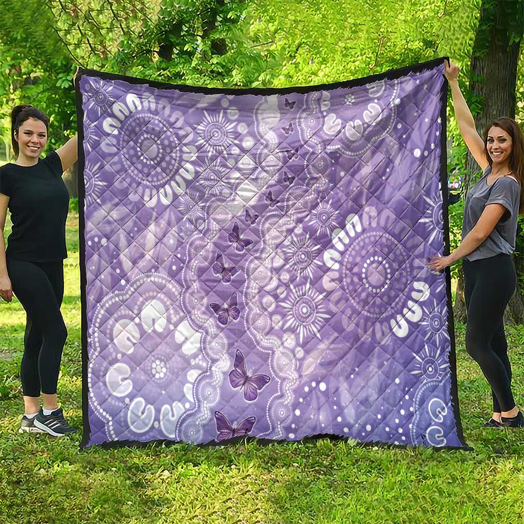 Australia Epilepsy Awareness Quilt Purple Butterflies Aboriginal