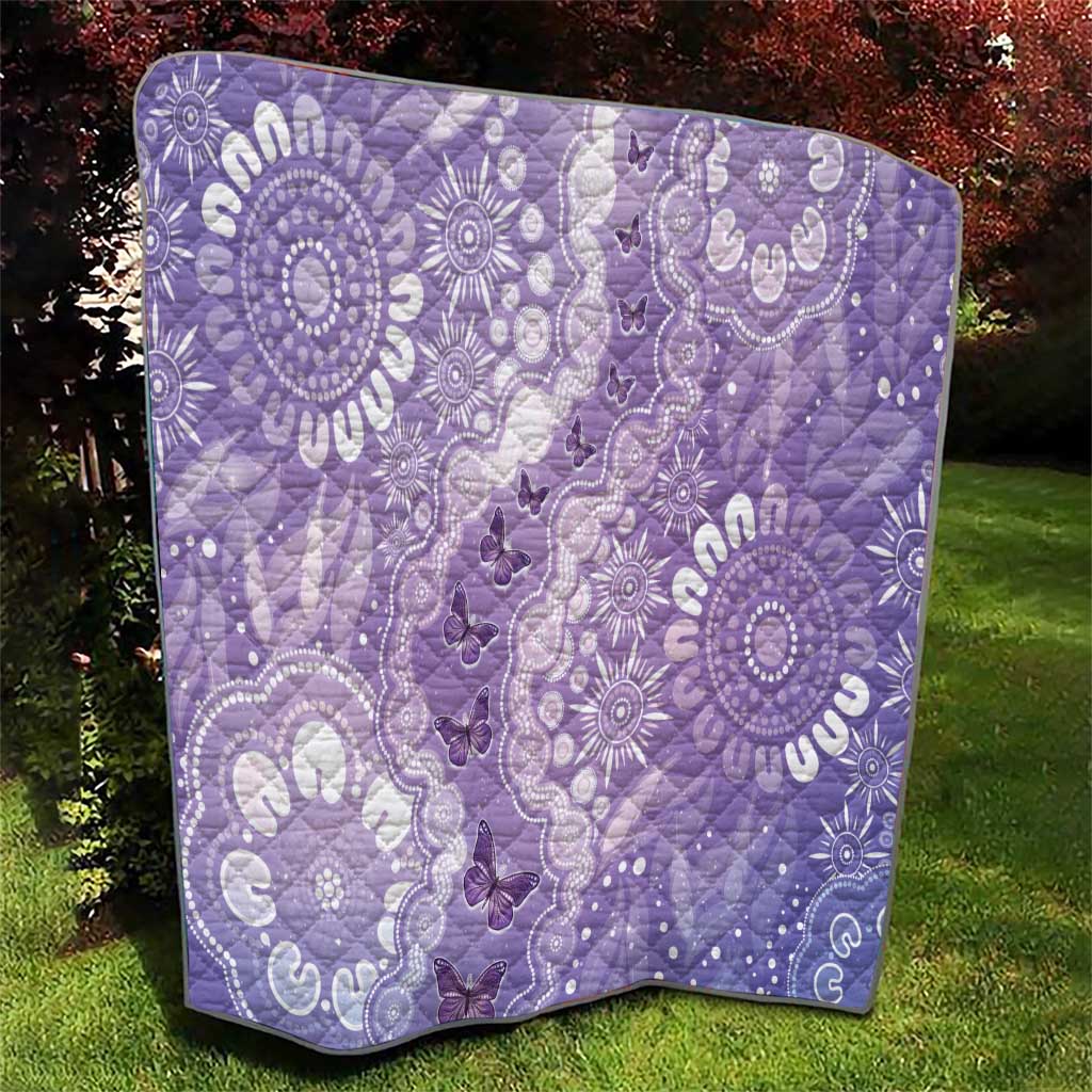 Australia Epilepsy Awareness Quilt Purple Butterflies Aboriginal