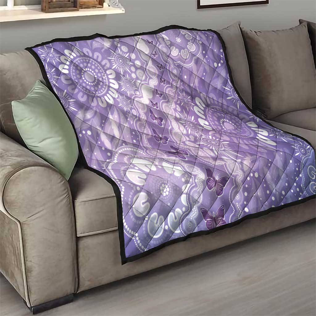 Australia Epilepsy Awareness Quilt Purple Butterflies Aboriginal