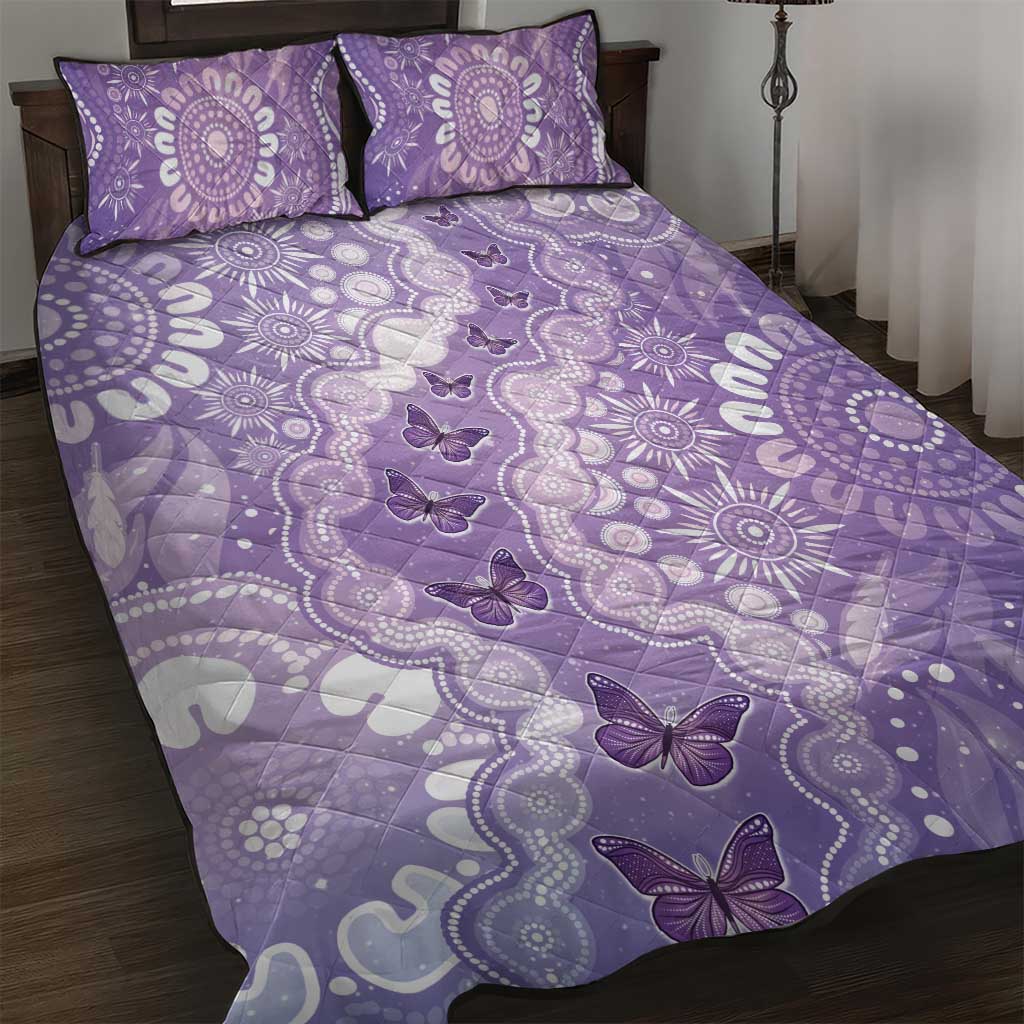 Australia Epilepsy Awareness Quilt Bed Set Purple Butterflies Aboriginal