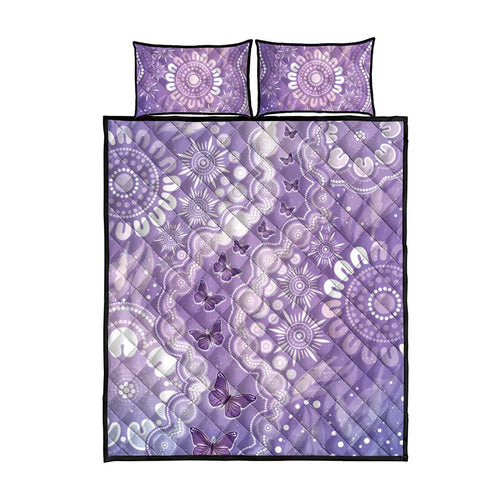Australia Epilepsy Awareness Quilt Bed Set Purple Butterflies Aboriginal