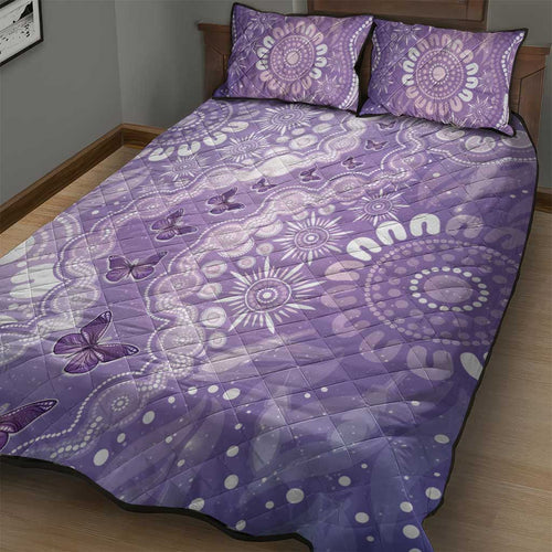 Australia Epilepsy Awareness Quilt Bed Set Purple Butterflies Aboriginal