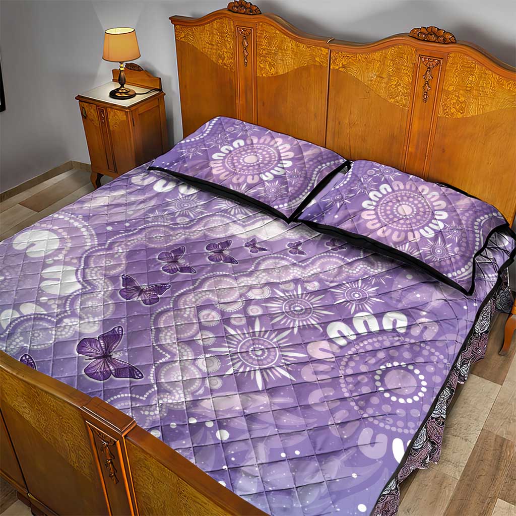 Australia Epilepsy Awareness Quilt Bed Set Purple Butterflies Aboriginal