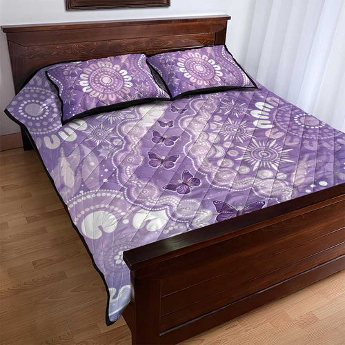 Australia Epilepsy Awareness Quilt Bed Set Purple Butterflies Aboriginal