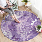 Australia Epilepsy Awareness Round Carpet Purple Butterflies Aboriginal