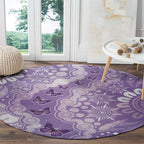 Australia Epilepsy Awareness Round Carpet Purple Butterflies Aboriginal
