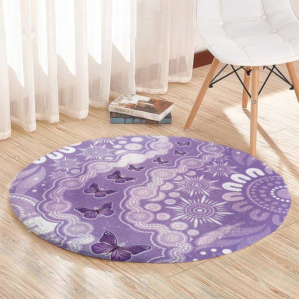 Australia Epilepsy Awareness Round Carpet Purple Butterflies Aboriginal