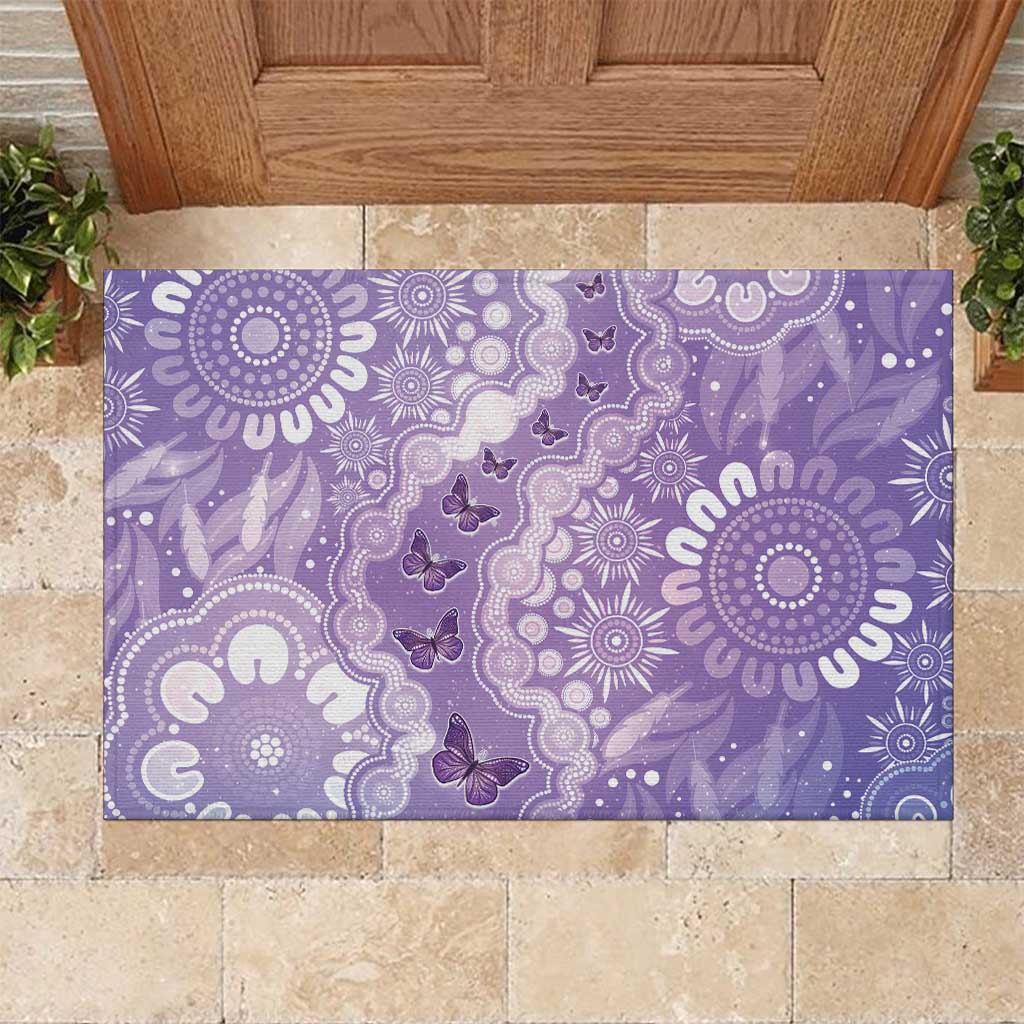 Australia Epilepsy Awareness Rubber Doormat Purple Butterflies Aboriginal