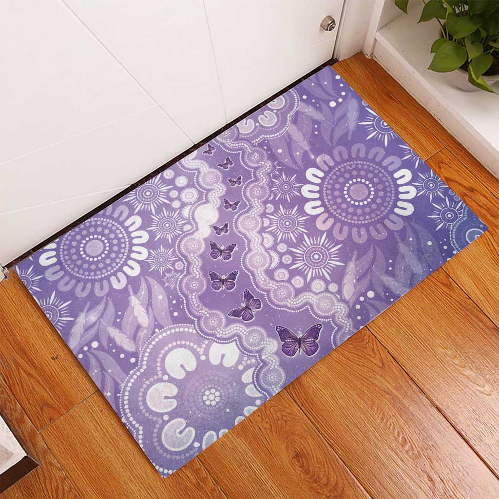 Australia Epilepsy Awareness Rubber Doormat Purple Butterflies Aboriginal
