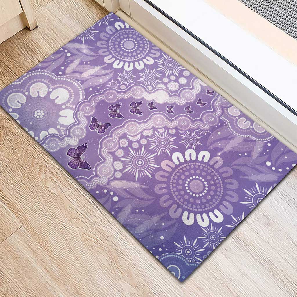 Australia Epilepsy Awareness Rubber Doormat Purple Butterflies Aboriginal