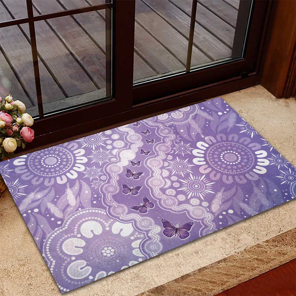Australia Epilepsy Awareness Rubber Doormat Purple Butterflies Aboriginal