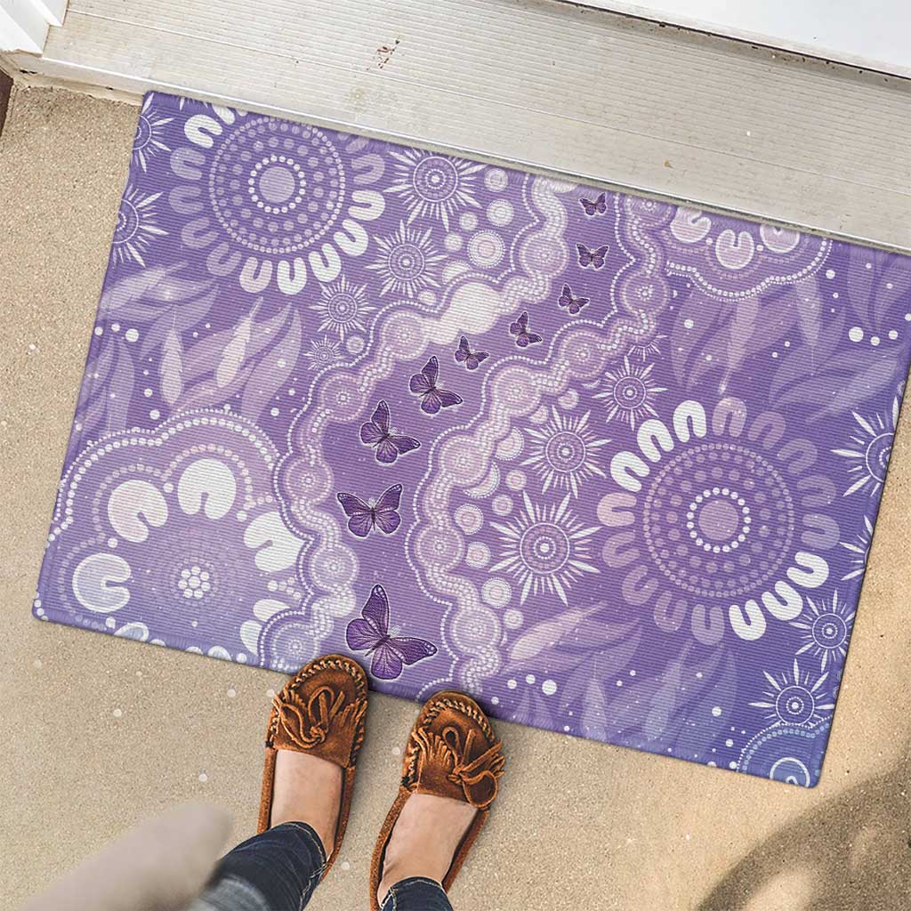Australia Epilepsy Awareness Rubber Doormat Purple Butterflies Aboriginal