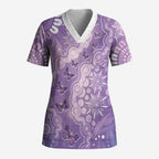 Australia Epilepsy Awareness Scrub Top Purple Butterflies Aboriginal