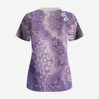 Australia Epilepsy Awareness Scrub Top Purple Butterflies Aboriginal