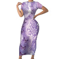 Australia Epilepsy Awareness Short Sleeve Bodycon Dress Purple Butterflies Aboriginal