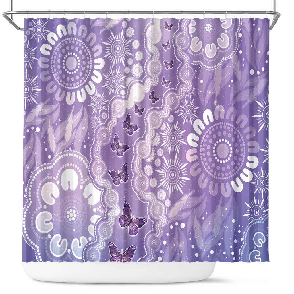 Australia Epilepsy Awareness Shower Curtain Purple Butterflies Aboriginal