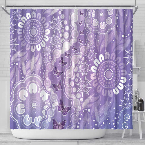 Australia Epilepsy Awareness Shower Curtain Purple Butterflies Aboriginal