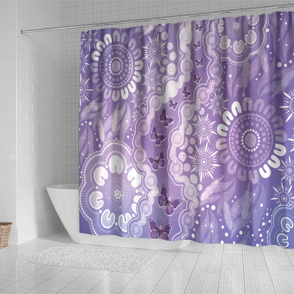 Australia Epilepsy Awareness Shower Curtain Purple Butterflies Aboriginal