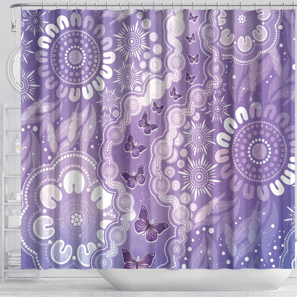 Australia Epilepsy Awareness Shower Curtain Purple Butterflies Aboriginal