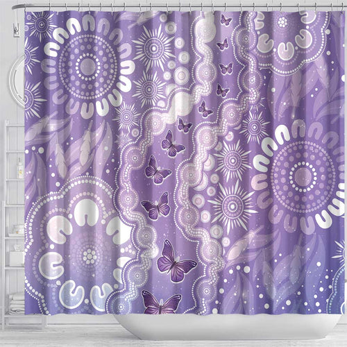 Australia Epilepsy Awareness Shower Curtain Purple Butterflies Aboriginal