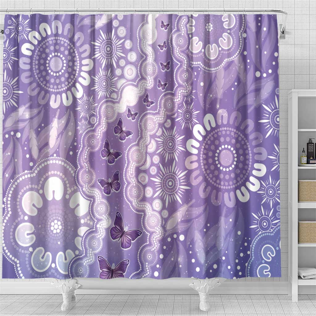 Australia Epilepsy Awareness Shower Curtain Purple Butterflies Aboriginal