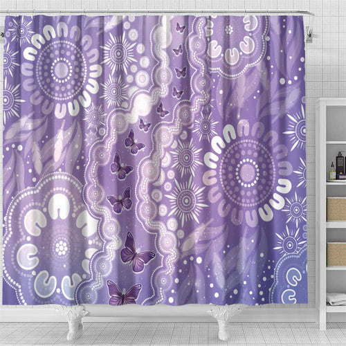 Australia Epilepsy Awareness Shower Curtain Purple Butterflies Aboriginal