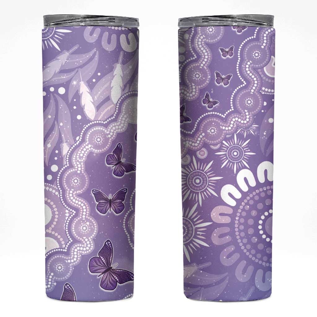 Australia Epilepsy Awareness Skinny Tumbler Purple Butterflies Aboriginal