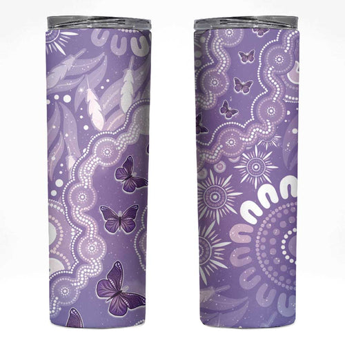 Australia Epilepsy Awareness Skinny Tumbler Purple Butterflies Aboriginal