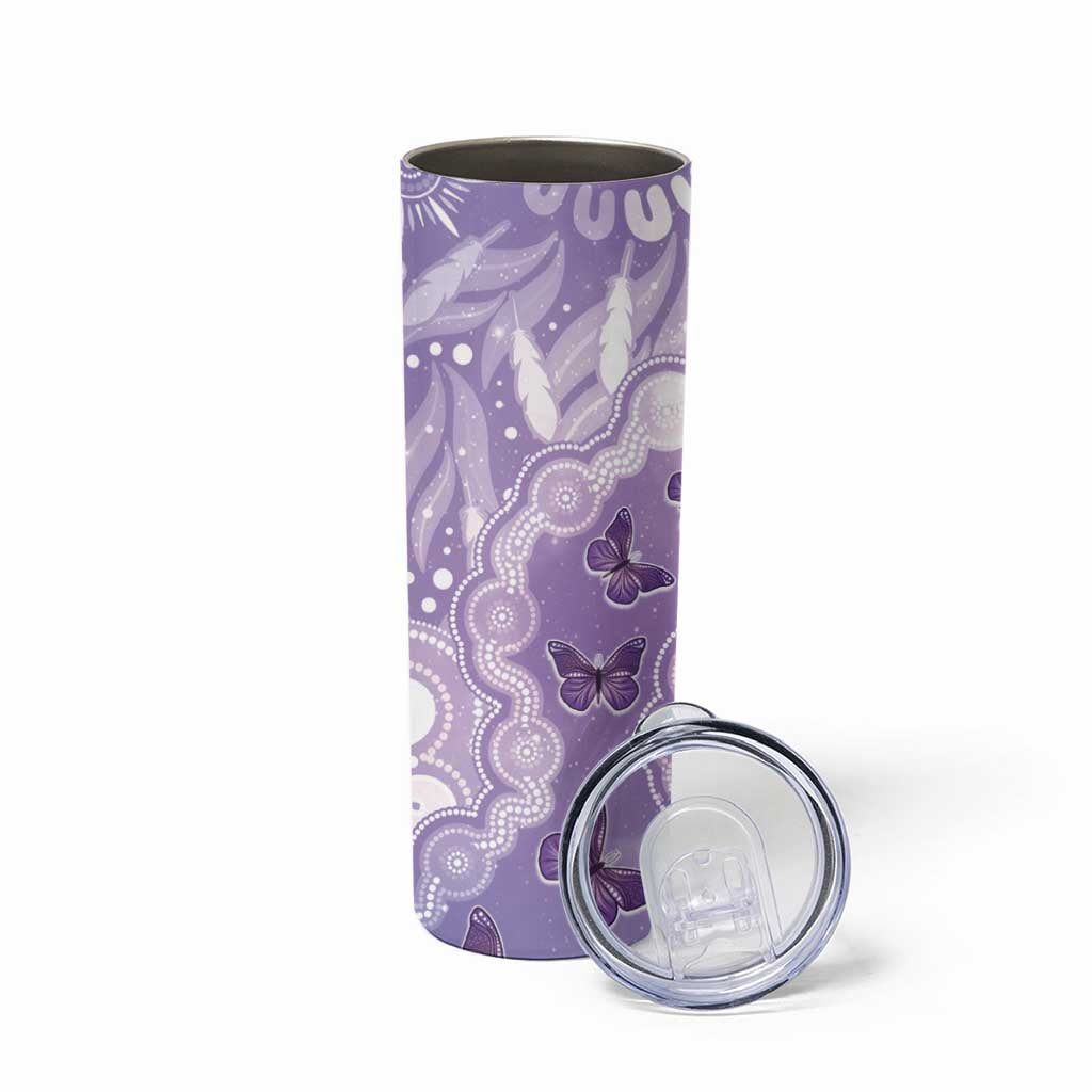 Australia Epilepsy Awareness Skinny Tumbler Purple Butterflies Aboriginal