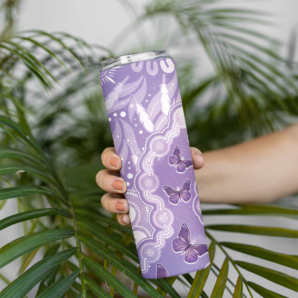 Australia Epilepsy Awareness Skinny Tumbler Purple Butterflies Aboriginal