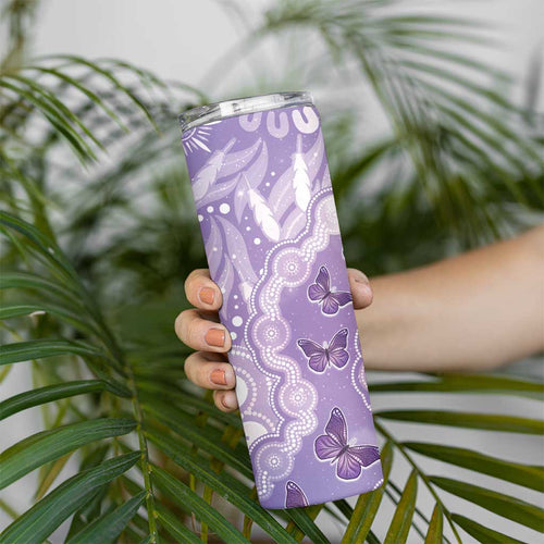 Australia Epilepsy Awareness Skinny Tumbler Purple Butterflies Aboriginal