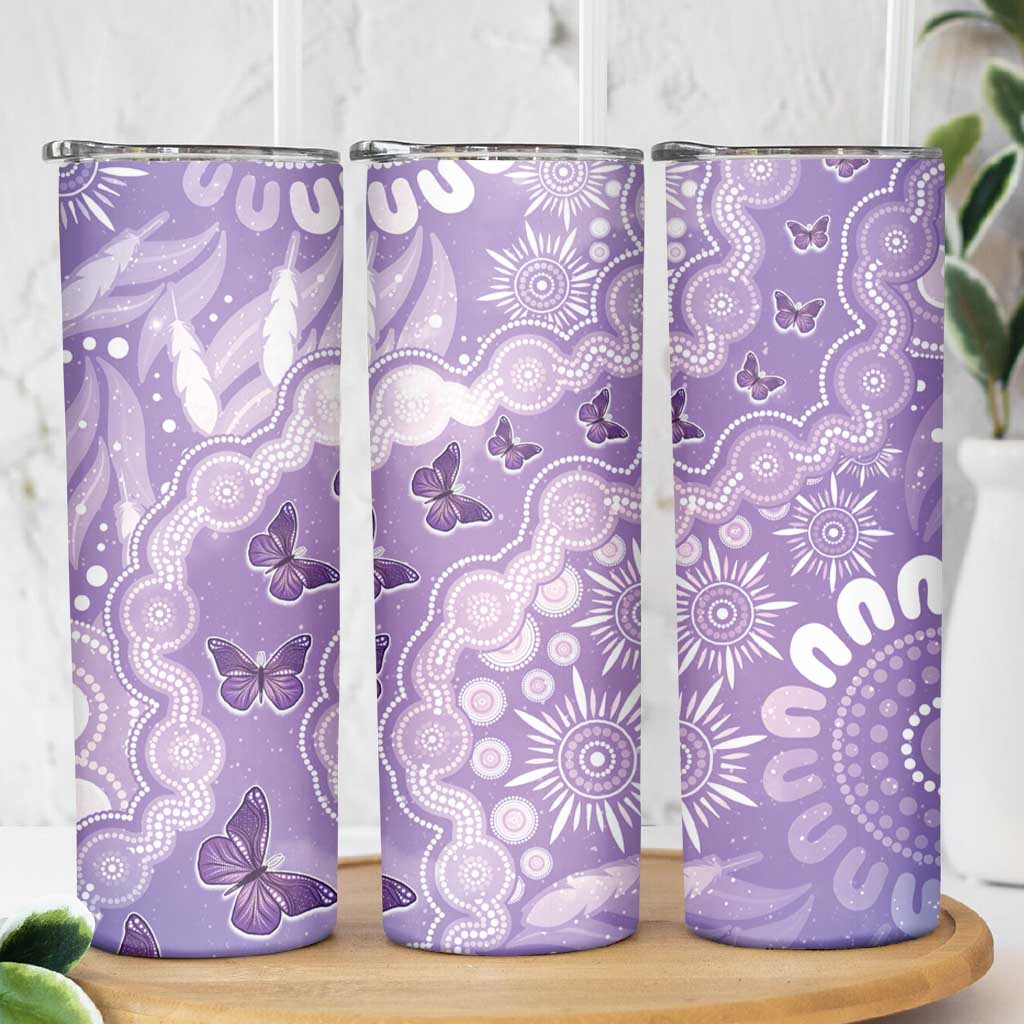 Australia Epilepsy Awareness Skinny Tumbler Purple Butterflies Aboriginal