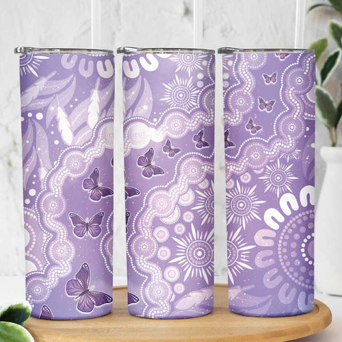 Australia Epilepsy Awareness Skinny Tumbler Purple Butterflies Aboriginal