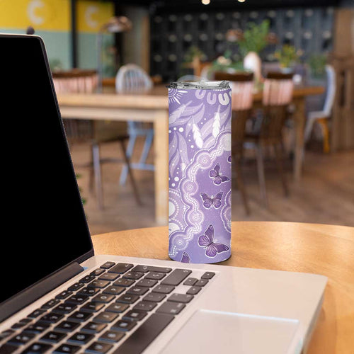 Australia Epilepsy Awareness Skinny Tumbler Purple Butterflies Aboriginal